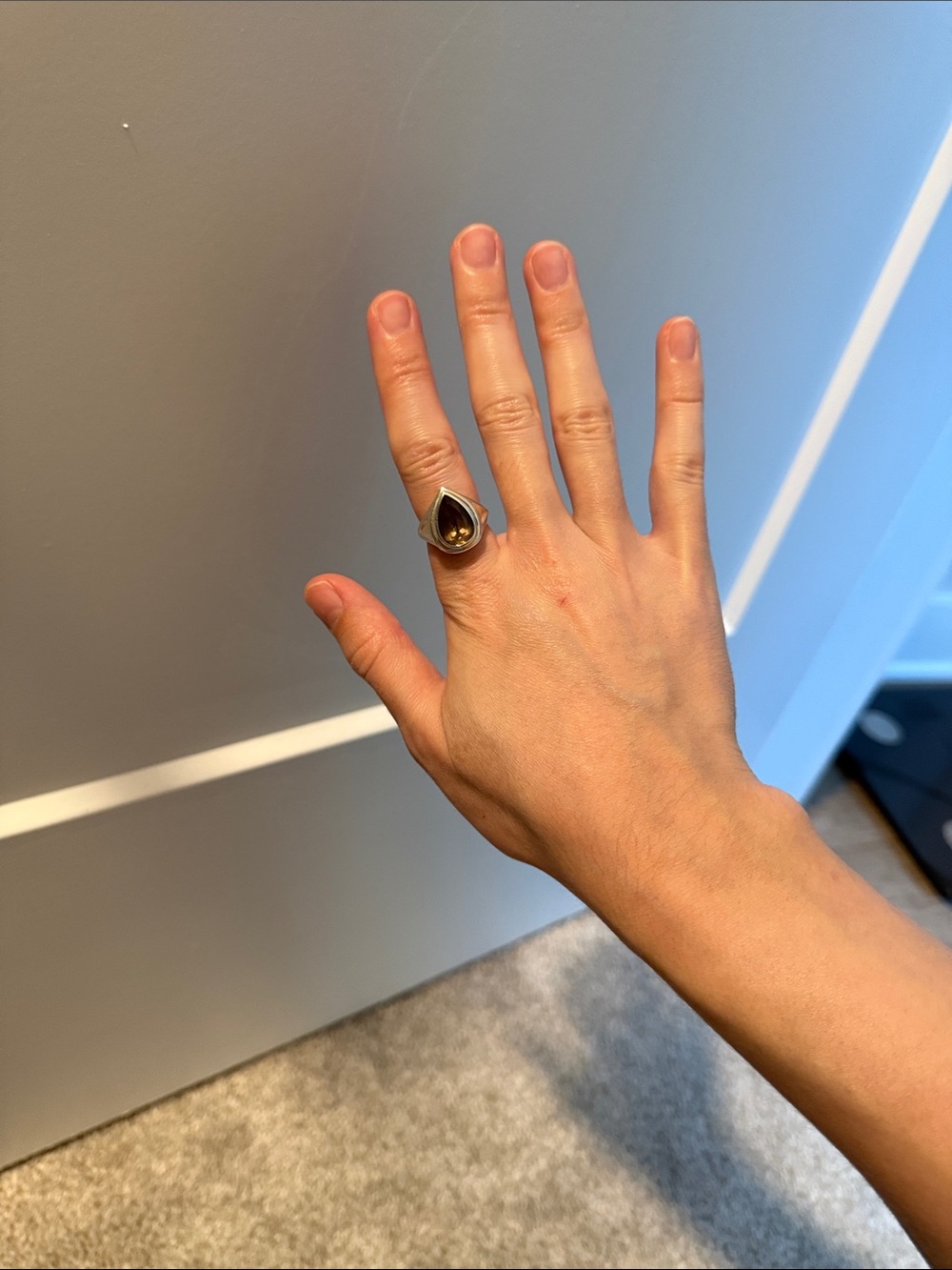Sterling silver smoky quartz bezel set ring